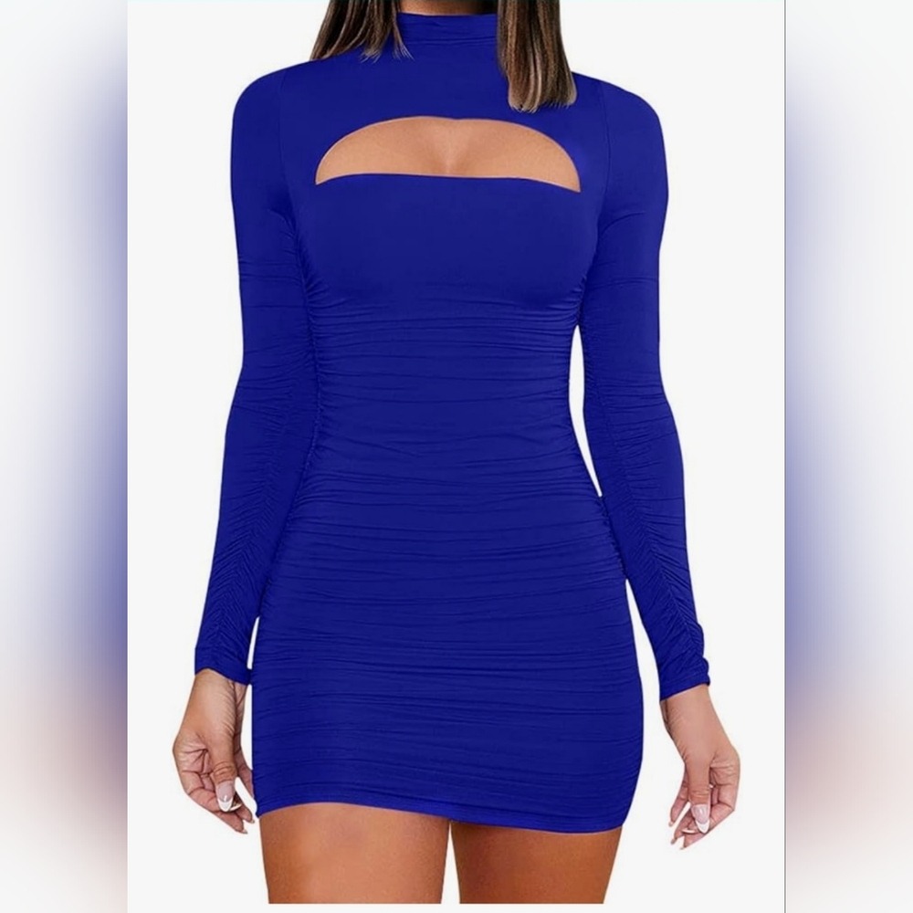 Elegant Blue Ruched Dress